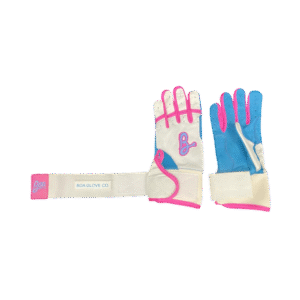 Cotton Candy Batting Gloves by Boa Custom, featuring a white base with pink and baby blue accents, designed for adult players, emphasizing style and performance.