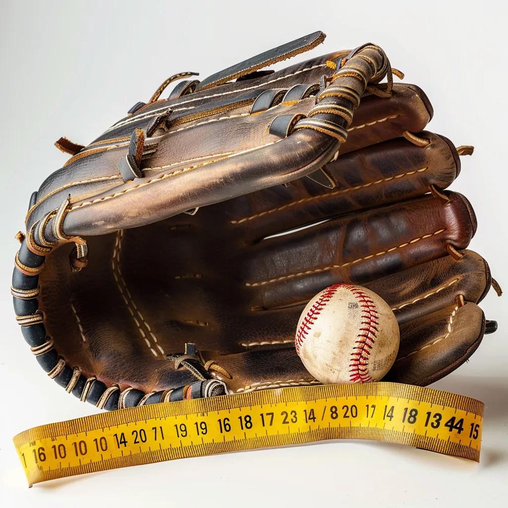 baseball glove being measured with measuring tape